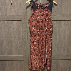 Athleta Red and Blue Patterned Midi Dress